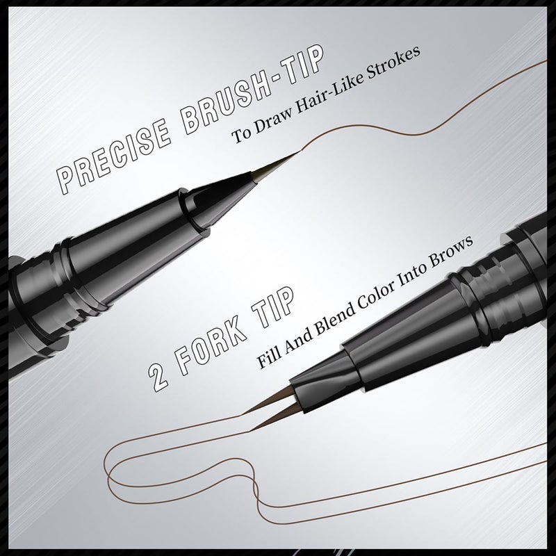 FYEBOO Curved Eyebrow Pen - Eyebrow Pencil, Dual-Ended 2-Tip Eyebrow Pen with Precision Nibs, 0.01mm Ultra-Fine Tips Create Natural Hair-Like Brows, Last All-Day (01# Light Brown) - Image 3